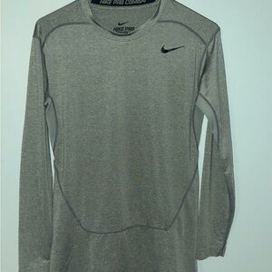 Nike Pro Combat Gray Dri-Fit Fitted Compression Long Sleeve size Large